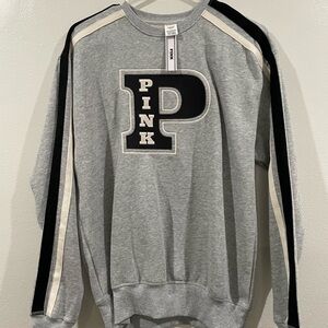 PINK Victoria's Secret Gray and Black Crewneck Sweater